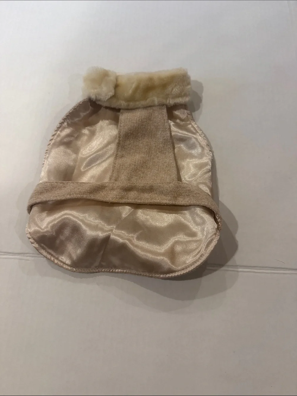 Beige Faux Fur Trim doggy wrap